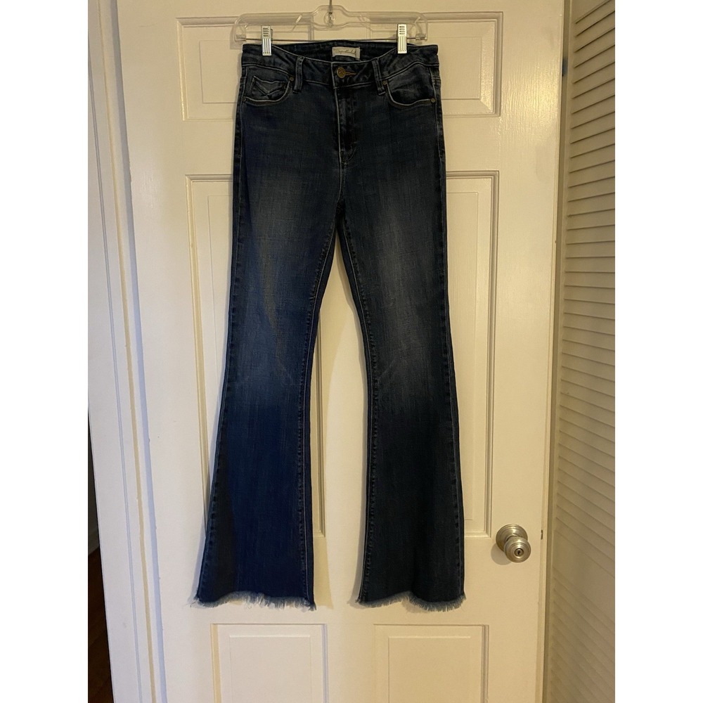 Unpublished Mid Rise Flare Jeans Raw Hem Size 25